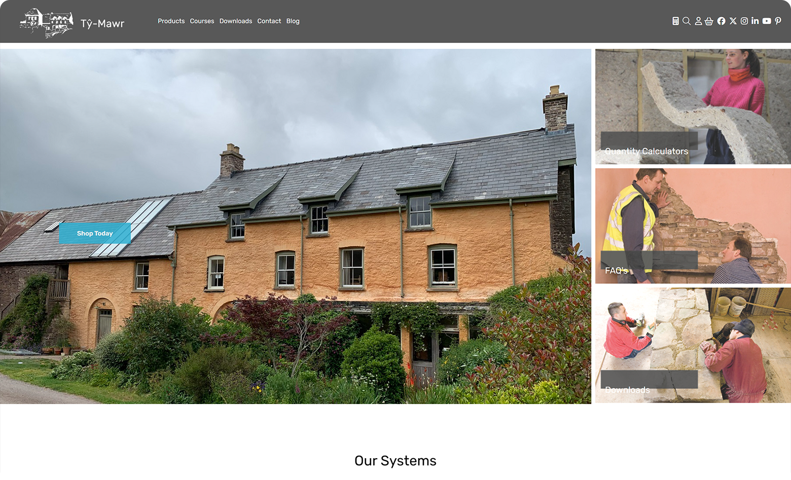 A snapshot of the new Ty Mawr Lime wesbite design 
