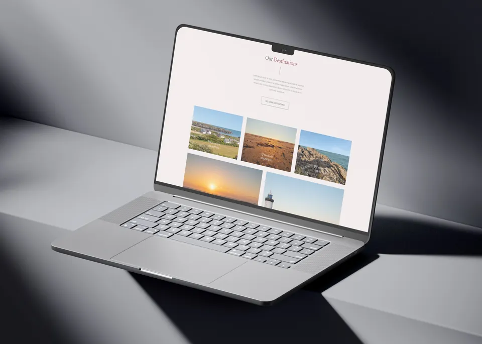 A laptop showing the Anglesey Holiday Lettings destinations section